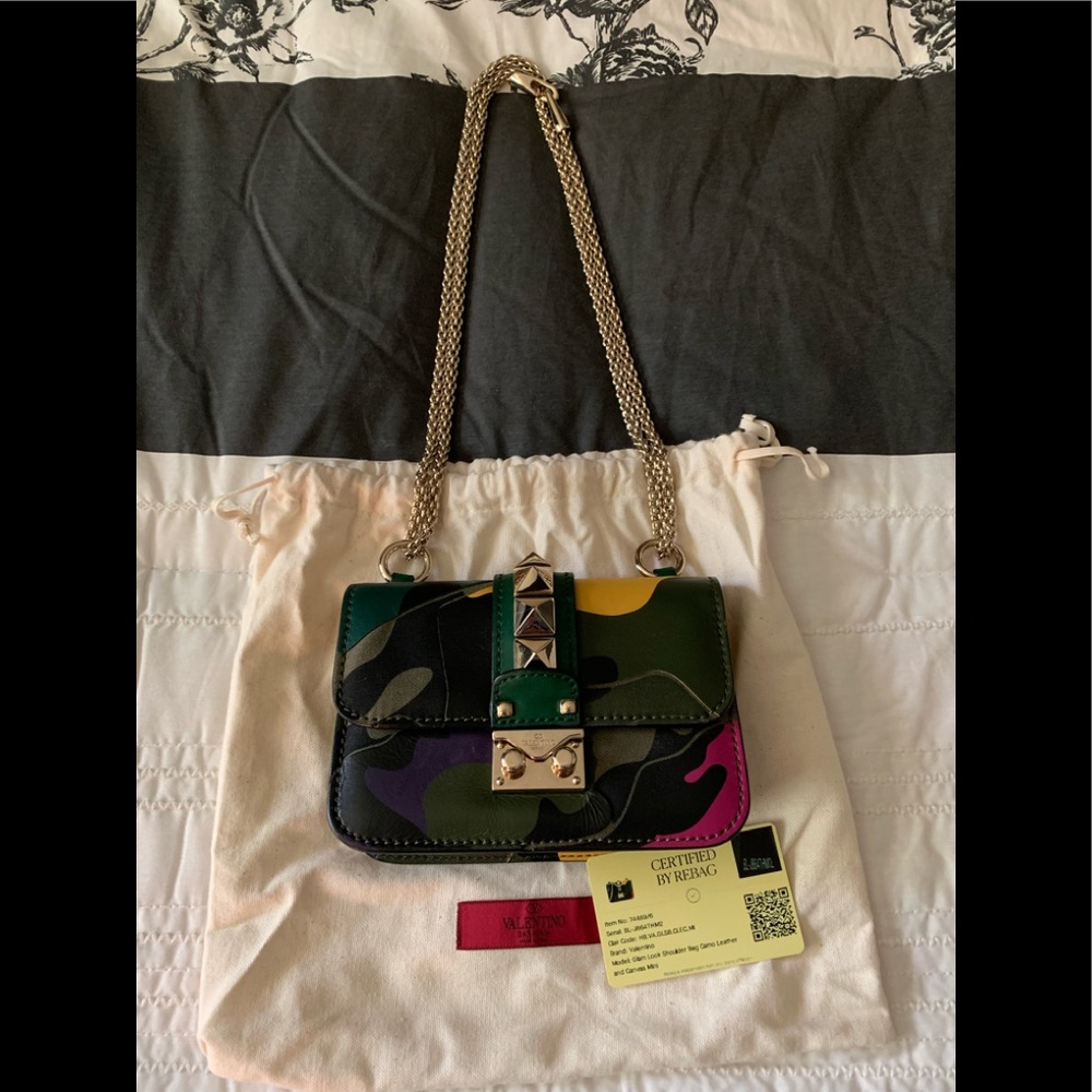 Authentic Valentino Rock Stud camo shoulder bag